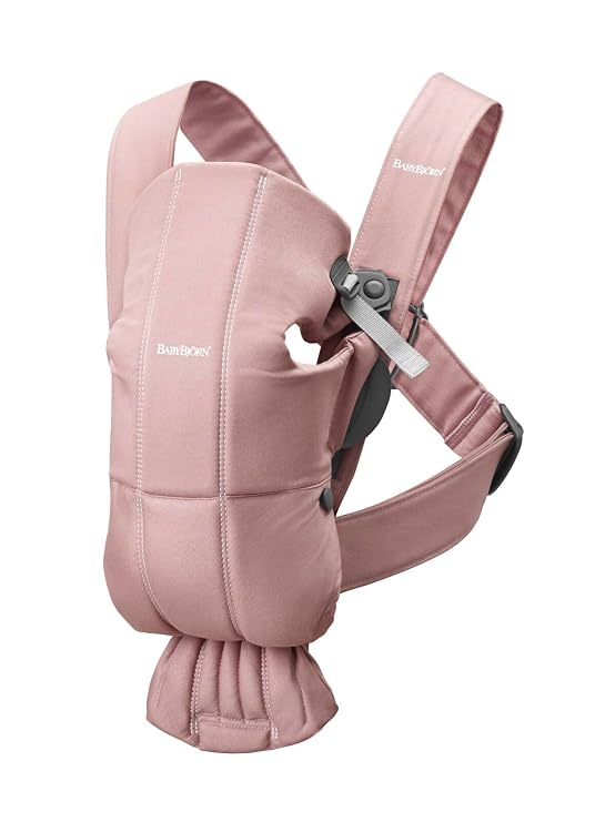 BabyBjorn Baby Carrier Mini, Dusty Pink, Woven | Newborn Carrier (7-15 lbs), Ergonomic, Easy-to-Use