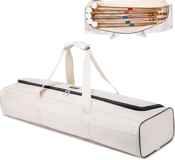 39" Croquet Set Carrying Bag for Storage, Croquet Bag for 6-Player Set | Travel Sports Duffel for Croquet Mallet Storage, Ball & Wicket Organizer, Portable Stick Tote for Adults & Families, Bag Only