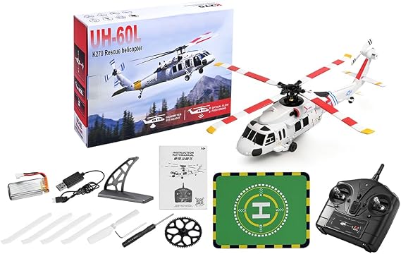 WL K270 UH-60L RC Helicopter for Adults, 170 Size 2.4G 4CH Remote Control Helicopter Military 4-Rotor Flybarless 6-Axis Gyro RC Aircraft with Barometric Altitude Gift -RTF