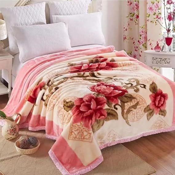 Queen Size Korean Faux Mink Blanket Heavy, Fleece Plush Throw Blanket Soft and Warm All Seasons Throw 2 Ply Reversible Raschel Bed Mink Blankets for Adults,D,71" x 87" 7Lb