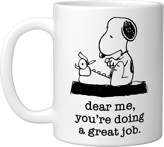 Peanuts - Snoopy Typewriter Dear Me You're Doing A Great Job Ceramic Mug, White, 11oz