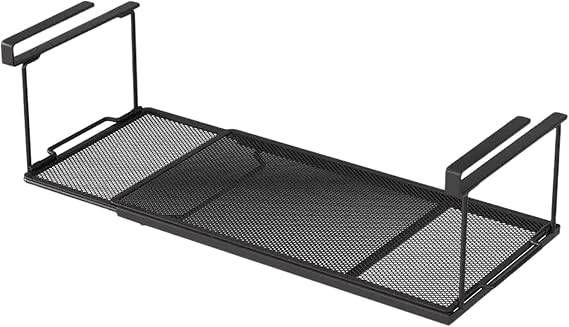 Under Shelf Hanging Basket Under Cabinet Shelf Metal Storage Baskets Wire Basket 38-70cm Verstellbares Küchenschrank Unterschrank Organizer Hängekörbe Hängekorb Küche Regal zum Einhängen Hängeregal -Schwarz