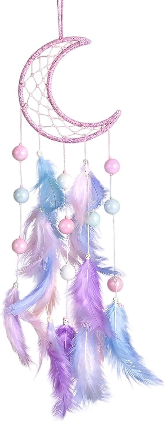 Dreamcatcher, Dream Catcher for Girls, Pink Moon Dream Catcher, Bedroom Accessories for Women, Romantic Gift for Birthday Anniversary, bedroom accessories for women
