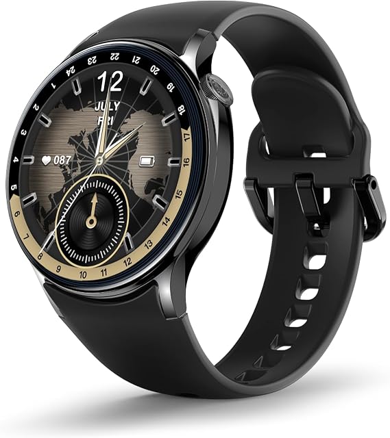 Sense 6 Advanced Health and Fitness Smartwatch with Tools to Manage Stress and Sleep, SpO2, 24/7 Heart Rate and 100+ Sports Mode,1.43" AMOLED SCREEN, IP68 Waterproof Smart Watch for Women Men, Black