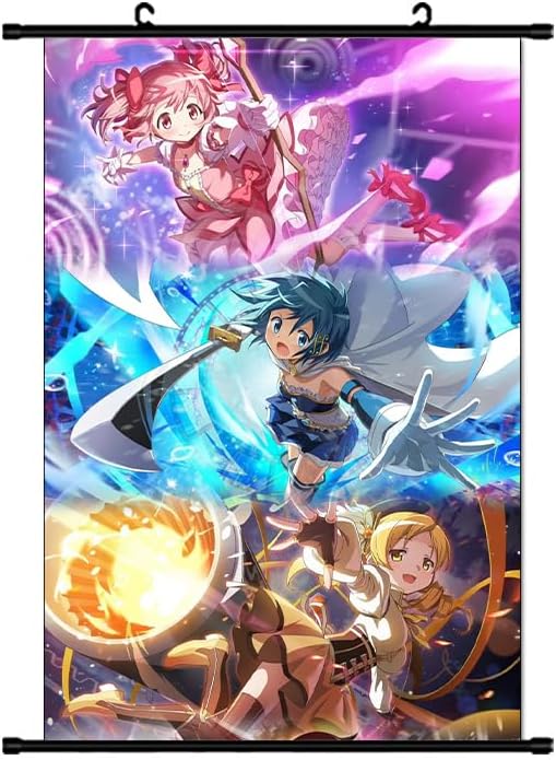 Zhongkaihua Anime Poster Kaname Madoka/Akemi Homura/Mami Tomoe Figure Anime Scroll Posters Painting, Fabric Wall Art Scroll Hanging Decorations 40 * 60CM