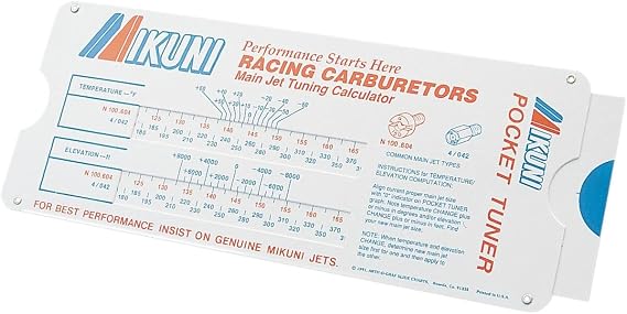 Mikuni Carburetor Jet Pocket Tuner Slide Calculator