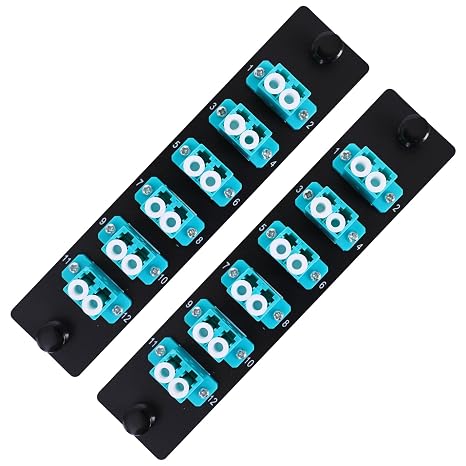 2PCS 6 Duplex 12 Core LC Adapters LGX Footprint OM3 Fiber Patch Panel Loaded 12 Fiber Ports Couplers Enclosure - LC UPC Blue Compatible with Multimode SingleMode |1.25G/10GB OM1-OM3