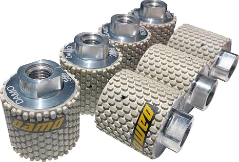 DAMO 2 Diamond Polishing Drum Wheels, Set of 7 - for Light Color Granite, Marble, and Concrete Undermount Sinks and Countertops