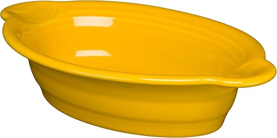 Fiesta 9 1/8 Oval Individual Casserole 13oz Durable Ceramic, Lead-Free, Dishwasher/Microwave/Oven Safe Made in USA - Daffodil