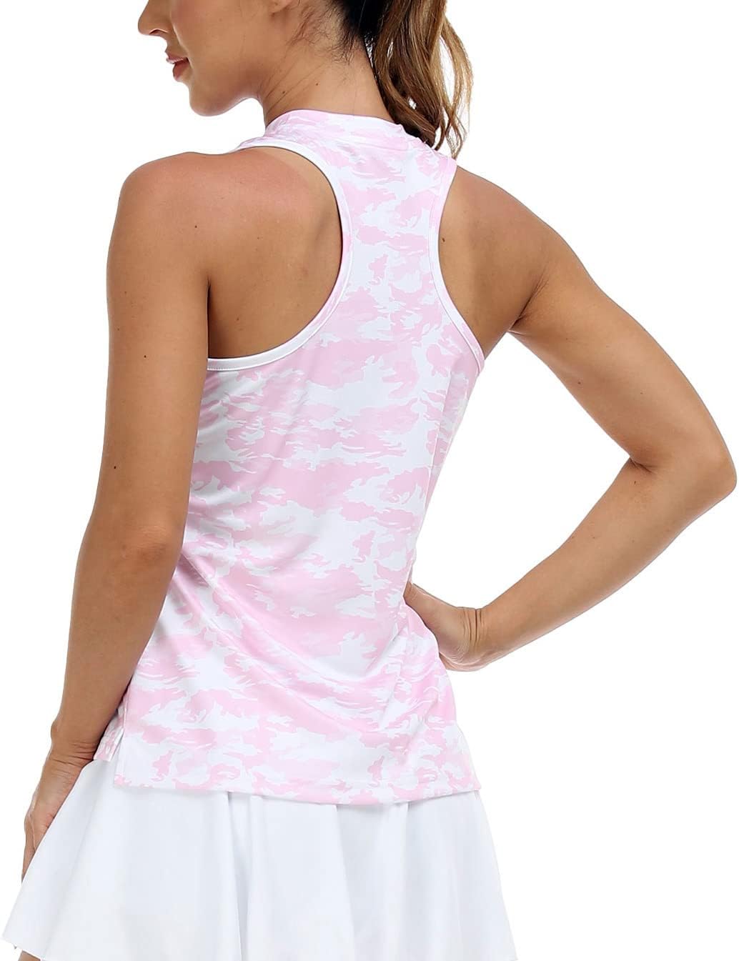 MoFiz Womens Sleeveless Golf Shirt Racerback Tennis Tank Tops UPF 50 14 Zip Quick Dry Lightweight Athletic Polo Shirt