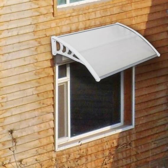 DIY 40" x 30" Outdoor ABS Window Awning Grey Front Door Canopy Patio with Polycarbonate Material