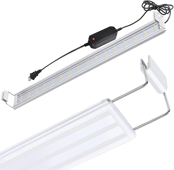 LED Aquarium Light, Full Spectrum Fish Tank Lighting, Ultra-Thin 1cm Design, 6-Row Blue & White LEDs, No Flicker, High Efficiency Cooling for 22.83-25.83in Fish Tanks (22.83inch)