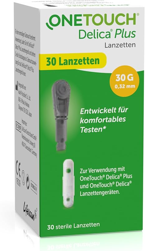 OneTouch Delica Plus Lancets for Blood Glucose Measurement I 30 Sterile Lancets