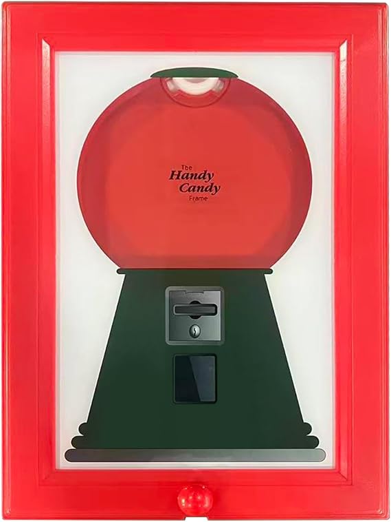 XUANDOH - Candy Dispenser Photo Frame, Handy 2 in 1 Candy Frame Wall Mounted for Wall or Table Hanging Gifts for Birthday and Holiday (Red)