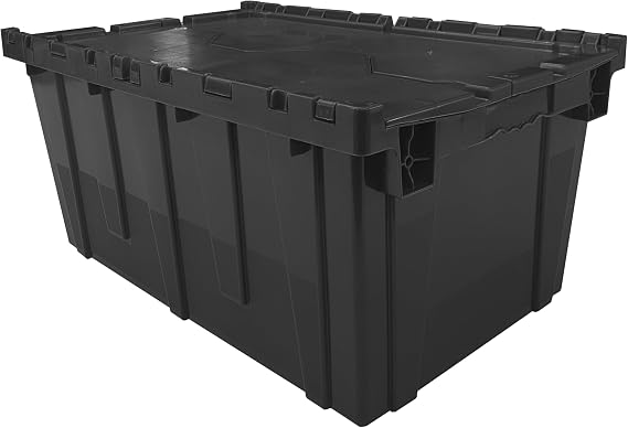 UOffice Stackable Black Storage Crates 27" x 17" x 12", Heavy Duty Plastic Totes, Kitchen & Toy Organizer