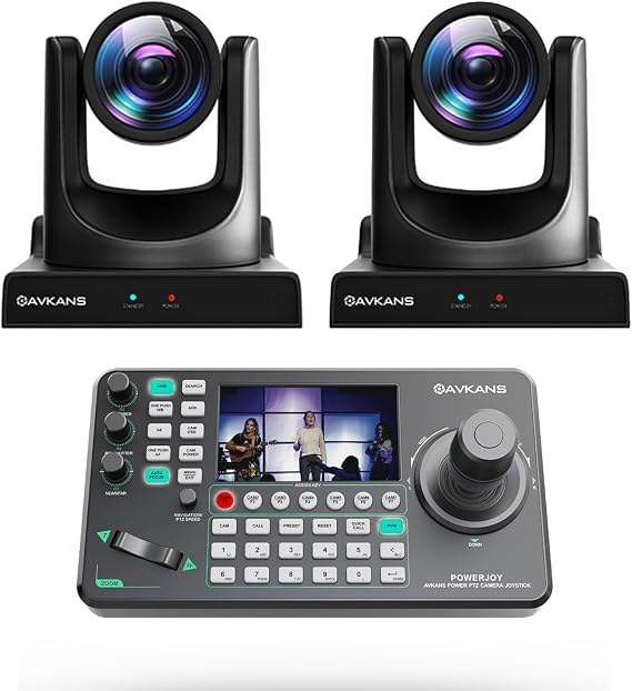 30X NDI PTZ Camera Kits - 2pcs 30X NDI Camera with 1pcs IP Joystick Controller Package for Church Live Streaming Video Production(2X AV-CM30-NDI and 1x AV-Joy-IP)