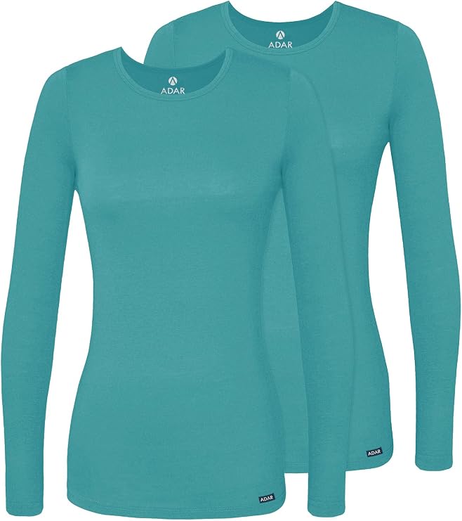 Adar Underscrubs for Women 2 Pack - Long Sleeve Underscrub Comfort Tee
