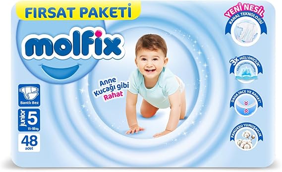 Molfix 3D Diaper, Junior 5 Size, Opportunity Package 48 Pieces