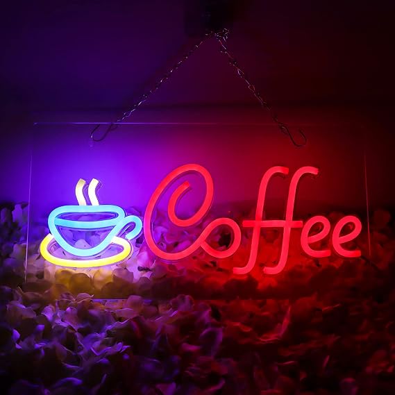 Duvar Dekoru için Kahve Neon Tabelaları Kahve Barı için Led Işıklar Led Tabela Oda Dekoru Estetik Oturma Odası Bistro Kafe Dükkanı Erkek Mağara Partisi Noel ve Cadılar Bayramı Led Sanat Duvar Dekoratif Işıklar Sevgiliye Benzersiz Hediye, 5V Usb Gücü