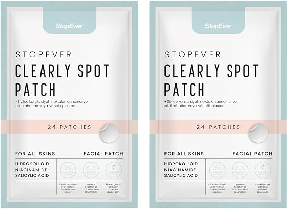 StopEver Clearly Spot Patch, Anti-Pimple Transparent Plaster Pack of 2 | Ultra Thin Anti-Acne Face Band with Hydrocolloid + Niacinamide + Salicylic Acid Content | 48 pieces (2 x 24)