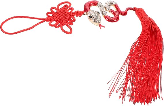 Cabilock Chinese Year Snake Year Car Pendant Lucky Charm Feng Shui Tassel Hanging Ornament for Health and Wealth Decor Luxurious Alloy Design with Versatile Use for Cars and More