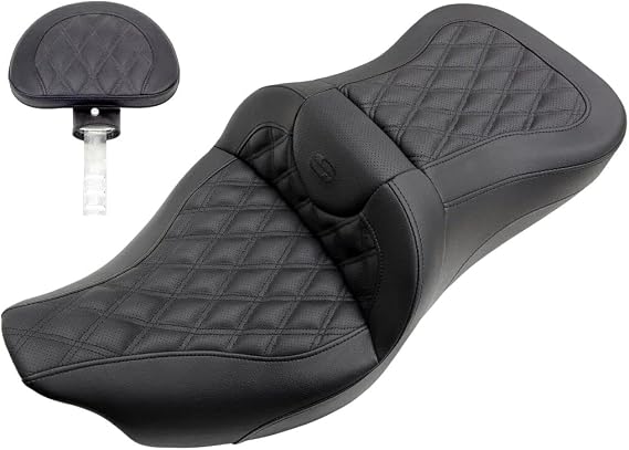 Saddlemen 0801-1187 808-07B-182BR Lattice Stitch Roadsofa Seat W/Backrest 08+ TOURING MODELS, BLACK LATTICE STITCHED