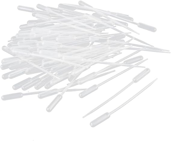 uxcell 100 Pcs Plastic Disposable Pipettes 0.5ml, Clear Transfer Pasteur Pipettes, 113mm Length, Liquid Dropper for Ear Eye Essential Oils Alcohol Paint Makeup Lab