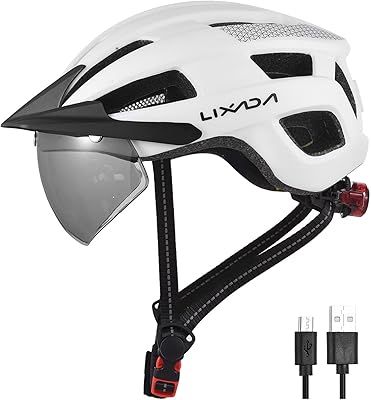 Lixada Bike Helmet Adult with USB Rechargeable LED Mountain Bike Helmet Adjustable Cycling Helmet for Men Women MTB Helmet 54-62 cm