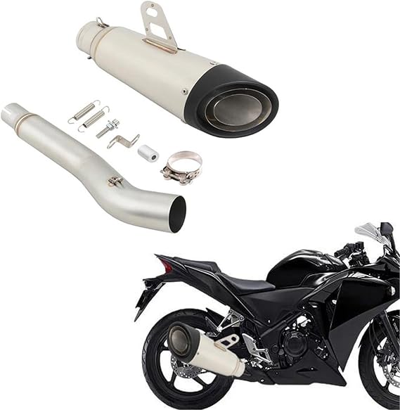Exhaust Accessories Slip-On Motorcycle Short Exhaust Slip Ons 51mm Mufflers For H-ONDA CBR250R CBR250 R CBR 250R 2011 2012 2013 2014 2015 2016(Black Chrome)