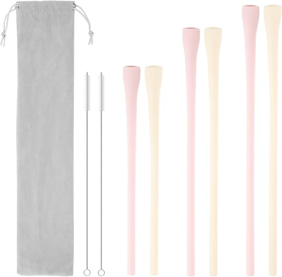 6 Pcs Anti Wrinkle Straw for Stanley 40 oz 30 oz Tumbler, Flexible Wrinkle Free Long Drinking Straws with Cleaner Brush and Carrying Bag, No Wrinkle Reusable Drinking Straws for Lip
