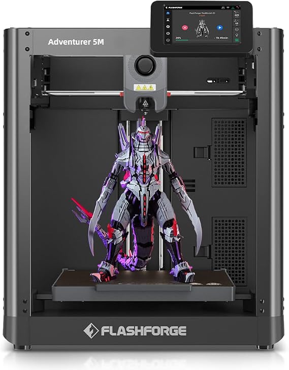 FLASHFORGE Adventurer 5M 3D Printer with Fully Auto Leveling System, Max 600mm/s High-Speed, 280C Quick-Detach Nozzle, CoreXY Structure for Superior Print Quality, Rookies & Experts Smart Choice