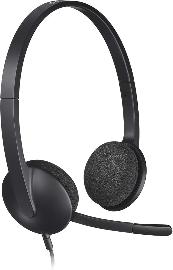 Logitech H340 Wired Headset, Stereo Headphones with Noise-Cancelling Microphone, USB, PC/Mac/Laptop - Black