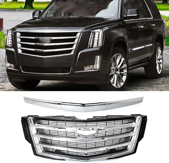 MIC Front Grille & Upper Hood Molding Trim for 2015-2020 Cadillac Escalade