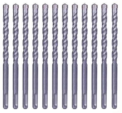 SDS Plus Hammer Drill Bit 12Pcs 1/2 in. x 6 in. Masonry Concrete Rock Drill