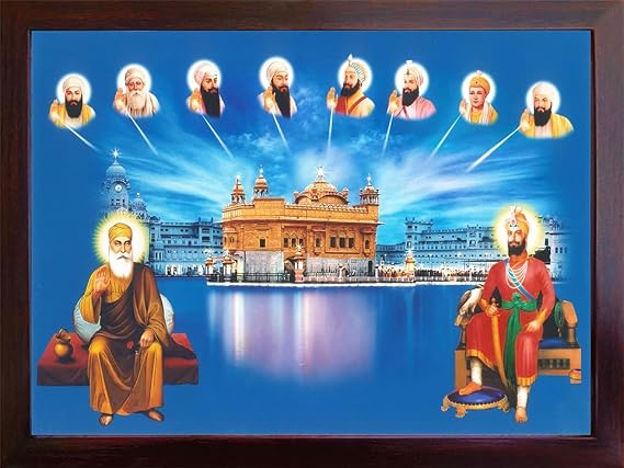 Lord Sikh Guru poster print with frame for Home Decor and Gifting Purpose (229-139)
