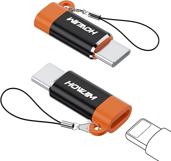 Light-ning to USB C Adapter Pack of 2 PD27W/66W Fast Charging & Data Transfer Lightning Socket to USB C Male Adapter for Phone 17 16 15 Pad G-alaxy X-peria Not for Headphones/OTG Black