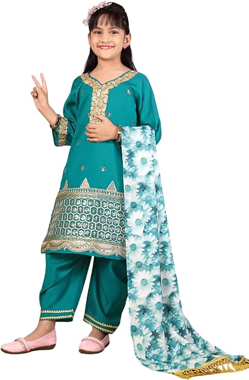 Girls Indian Ethnic Wear Salwar Kameez For Kids|Girls Punjabi Suit|Kids Kurta Dhoti Set For Girls|Indian Dress