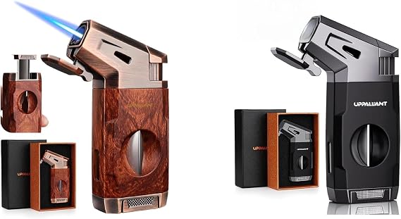 Torch Lighter with Jet Flame Set (Woodgrain and Black)