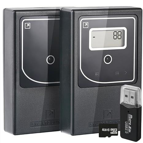 Smart Counter Retail People Counter - Infrared & Wireless, Battery Operated, Hourly & Daily Statistics with Data Storage, Easy to Install, Upgraded, Black