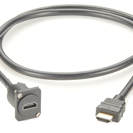 D Type HD-MI XLR Panel Mount Extension Cable HD-MI 1.4 Male to Female Cable Chassis Socket for HDTV Projectors Monitor (0.9m)