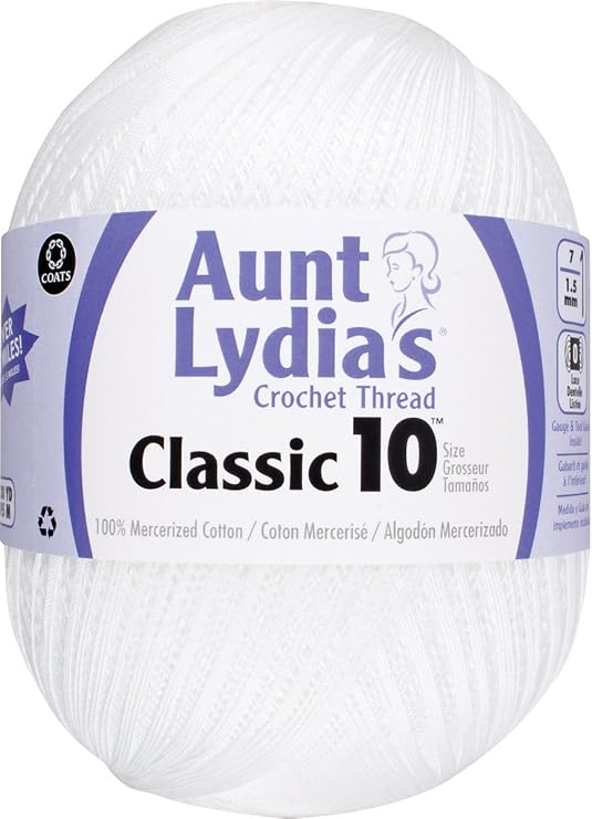 Aunt Lydia's Crochet Cotton Jumbo Size 10 Thread, White, Single