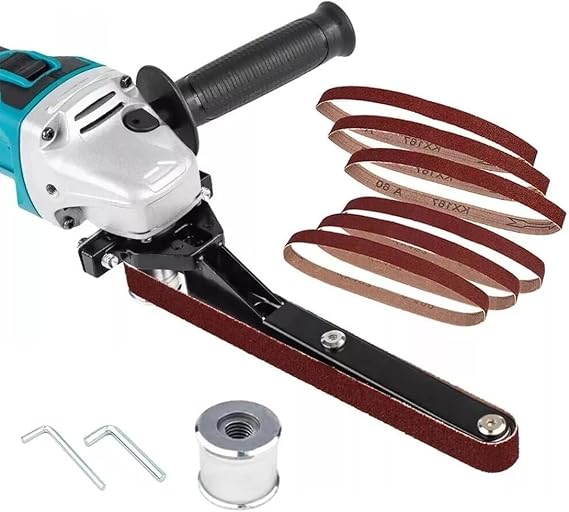 Grinder Mini Sander with 6pcs Sanding Belts (60/120 Each 3pc), Multifunctional Cordless Polishing Machine, Mini DIY Sander for 100/115/125mm Electric Angle Grinders