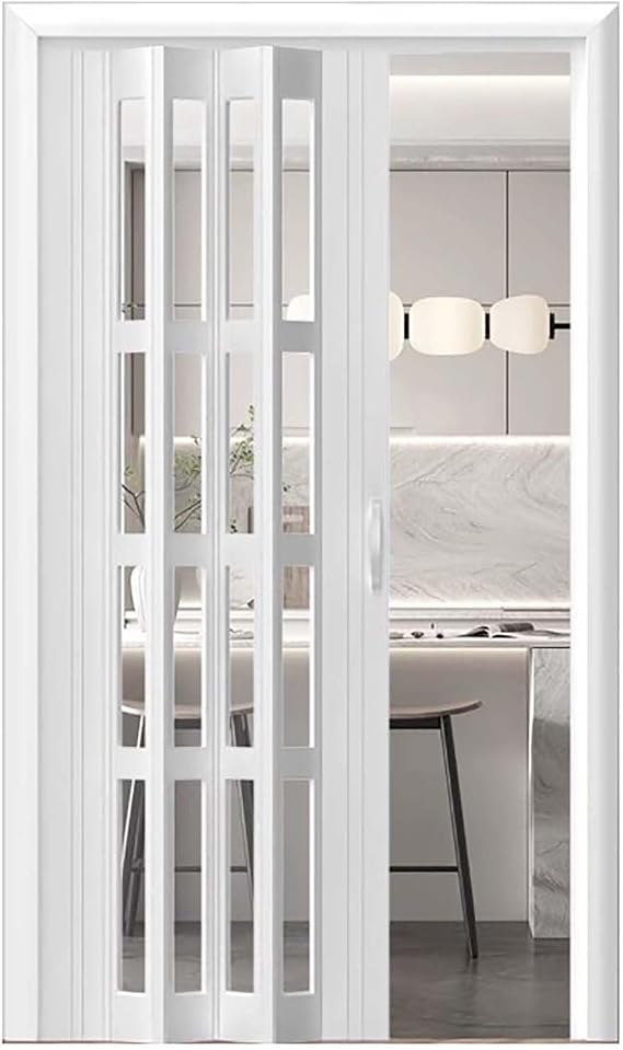 PVC Folding Accordion Door, Concertina Door, Kitchen Hallway Divider Screen, Interior Sliding Folding Gate for Cabinet Closet Cupboard, Shower Privacy Door Kit 150x200cm/59x79in
