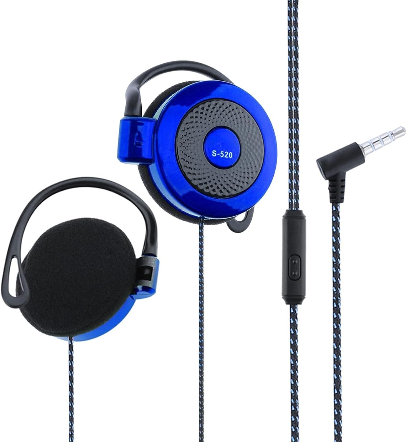 3.5mm Wired Earbuds Over Ear Earphones Clip Headphones Stereo Wired Clip On Headphones with Deep Bass 3.5mm Stereo Sport Support Adjustable Ear Hook Headset Over Ear Sports Running Music Earphones for
