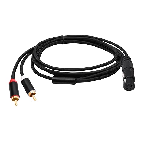 XLR to 2 RCA Y Splitter Cable Unbalanced Dual RCA Phono Male Plugs to XLR 3 Pin Female Connector Adapter Splitter Patch Audio Cable for Microphone Amplifier Mixer Instruments -2M (XLR Female)