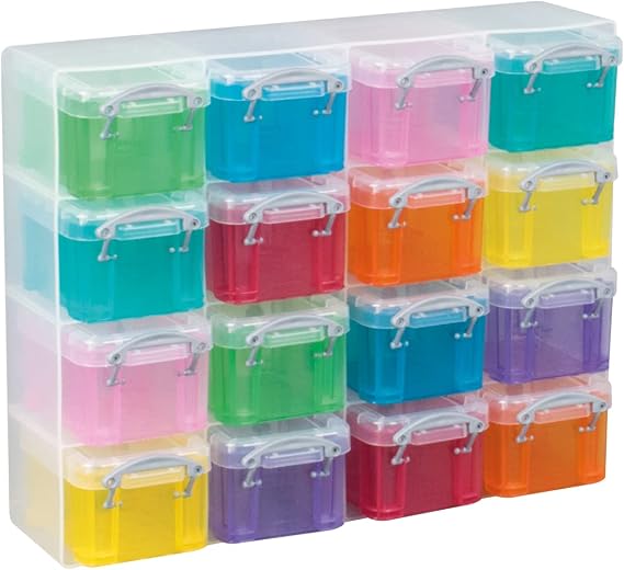 Really Useful Box 16x0.14 Litre Plastic Storage Box Organiser Clear & Assorted