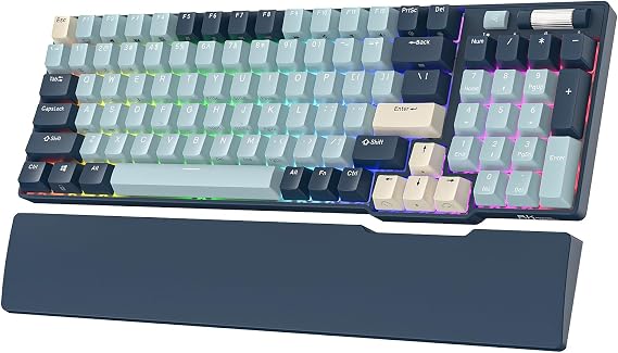 RK ROYAL KLUDGE RK96 RGB Wireless Mechanical Gaming Keyboard w/Wrist Rest | 90% 96 Keys Hot Swappable Mechanical Keyboard, 3-Mode BT5.0/2.4G/USB-C, Volume Control, Software Support & Massive Battery