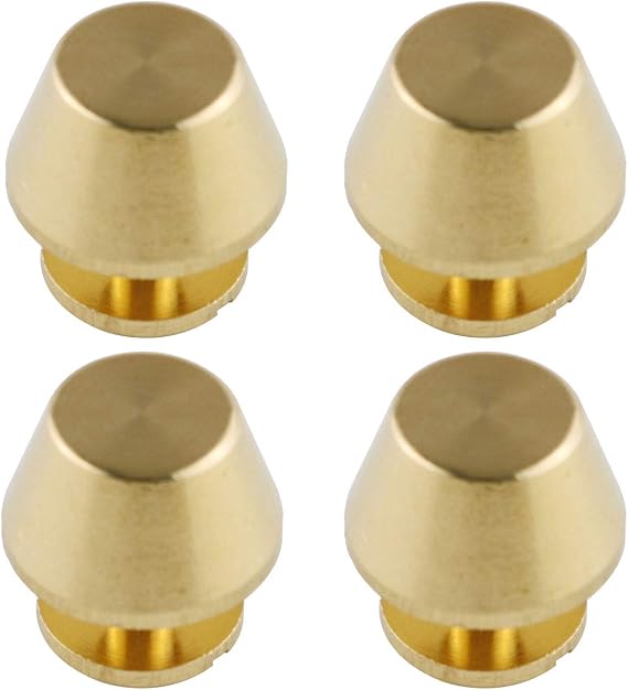 E-outstanding 4Sets Gold Color 1/2" Purse Handbag Feet Nailhead Flat Head Stud Solid Brass Screw-Back Spike Metal Studs Rivet Leather Craft DIY (4pcs Heads + 4pcs 8x3x6mm Screws)