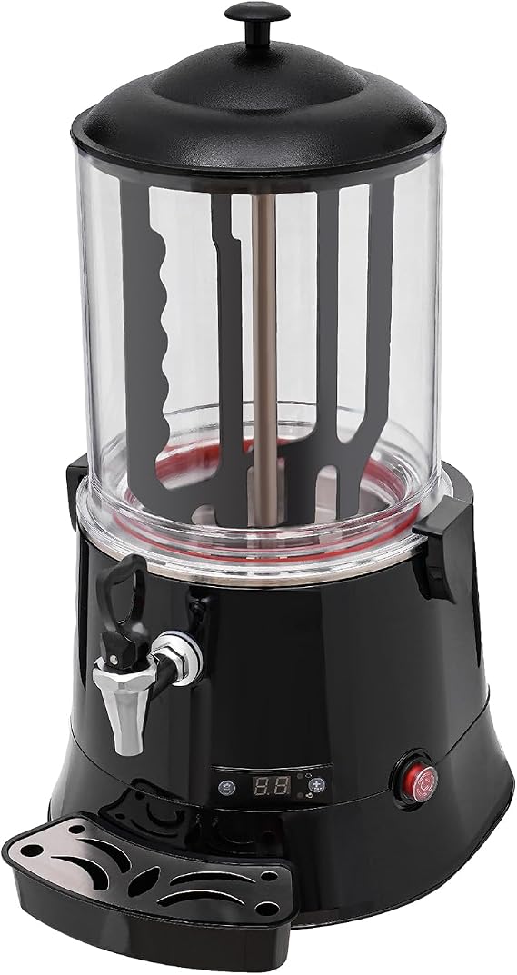 Hot Chocolate Machine 110V 400W Hot Chocolate Dispenser Warmer Machine Commercial Beverage Warmer Dispenser for Hot-Chocolate, Milk, Soy Milk, Tea Adjustable Temperature 86F-194F (10L, Black)