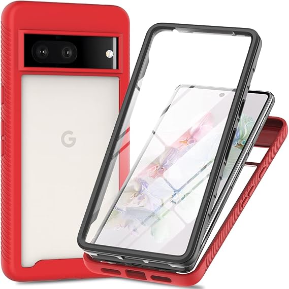 Compatible with Google Pixel 8 Case Cover,Phone Case with Screen Protector Compatible with Google Pixel 8 5G GKWS6 G9BQD Case Red